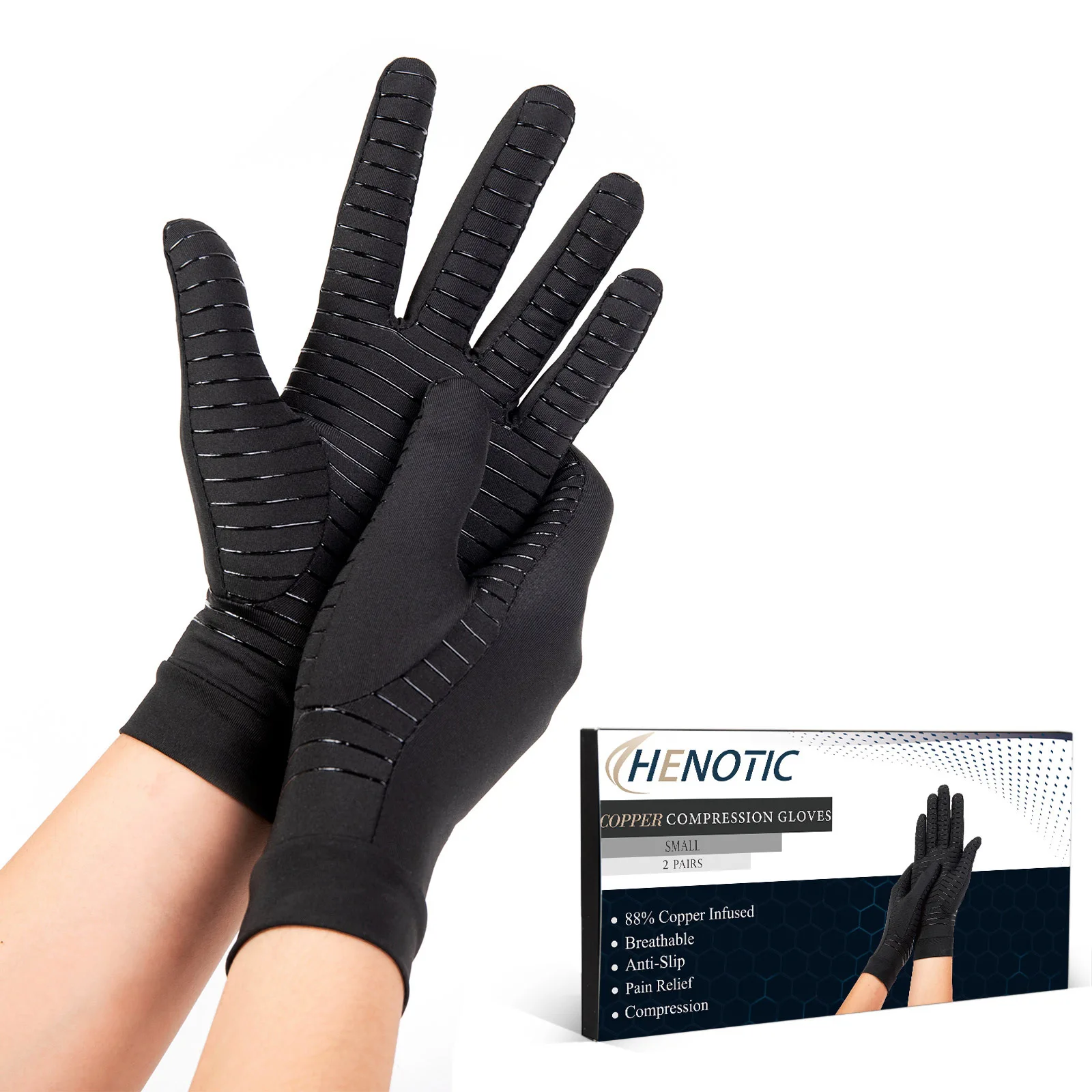 Men Sports Running Driving Copper Fiber Touch Screen Full Finger Gloves Hand Pain Compression Gloves For Men Women