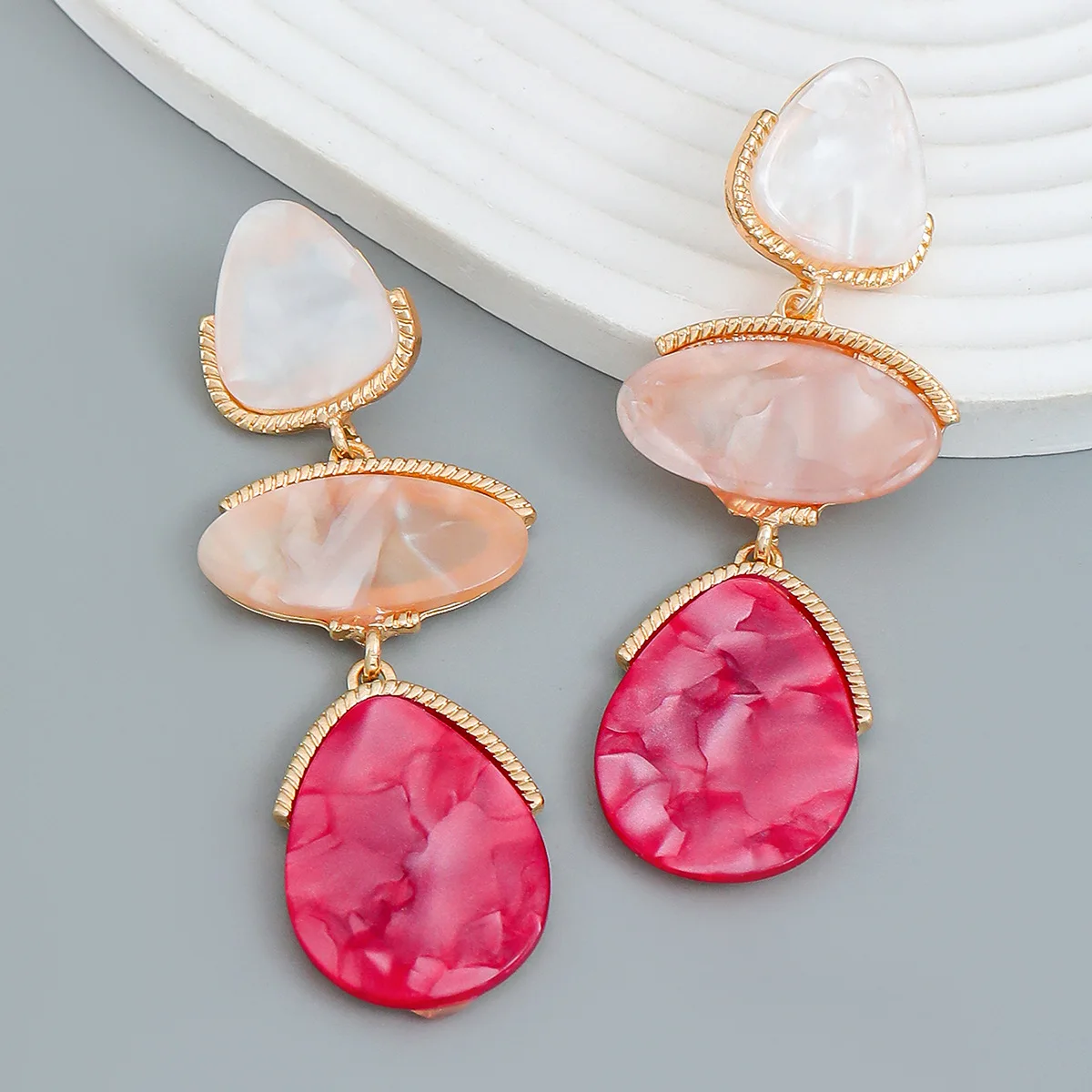 ZA Irregular Geometric Acetic Acid Plate Acrylic Candy Color Long Hanging Drop Earrings Vintage Statement Women Jewelry
