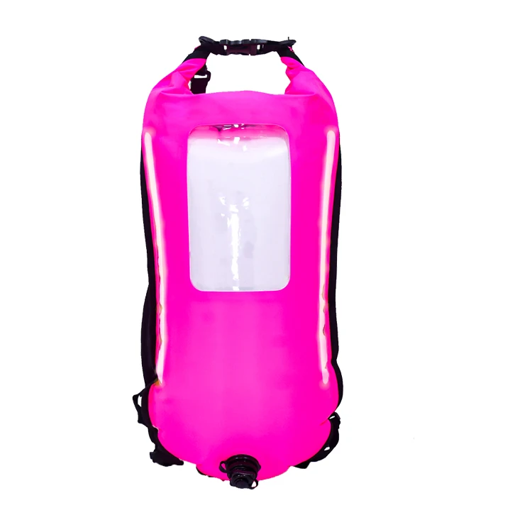 Custom Safety 28L 35L big Volume Swimming Floating Buoyancy Bag Swimming Pool Buoy bag with LED lamp strip backpack diving