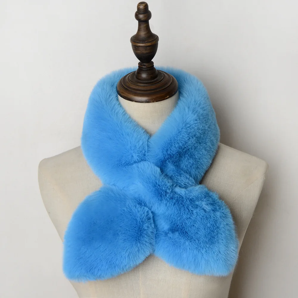 Manufacturers wholesale new plush scarf winter women warm fashion tie small scarf solid color students cute little fresh.