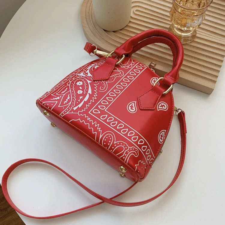 2021 New Borsa Donna Trendy Handbags Cashew Flower Shell-Shape Shoulder Bag Pu Leather Paisley Printed Handbag For Women