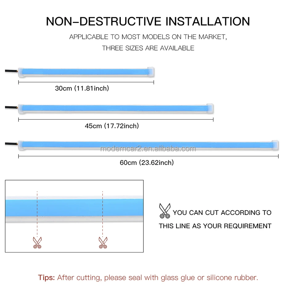 2x  Newest Start-Scan LED Car DRL Daytime Running Lights Auto Flowing Turn Signal Guide Thin Strip Lamp Styling Accessories