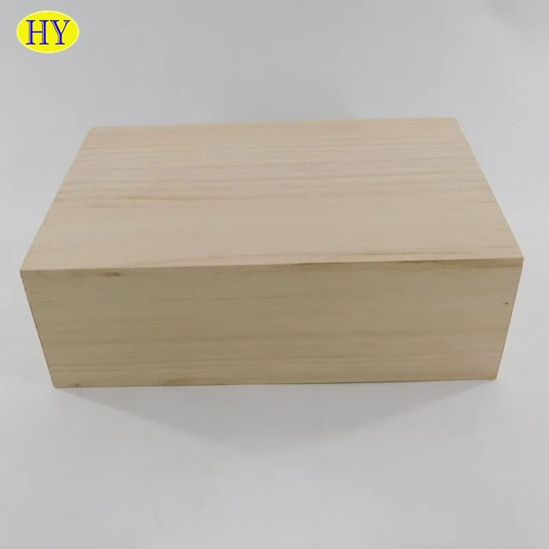 Custom Natural Unfinished Wood Packaging Box With Lift Lid