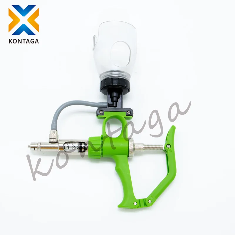 2ml 5ml metal veterinary automatic vaccine syringe injection gun with bottle holder