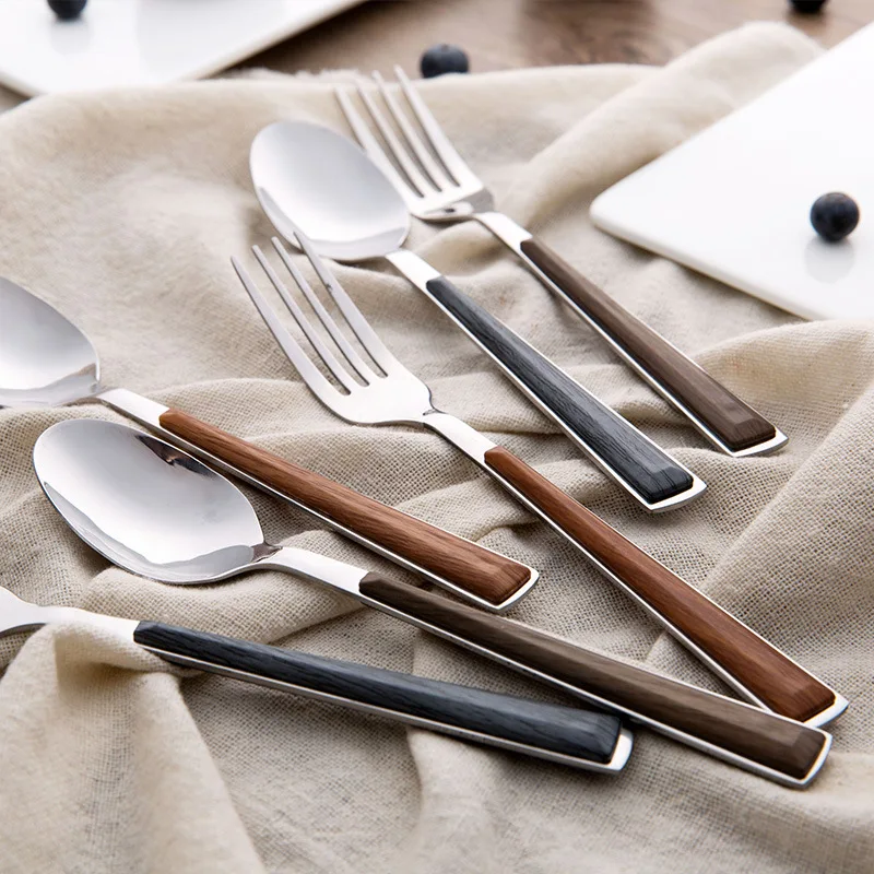 
Korean style stainless steel flatware,wooden plastic handle cutlery set 