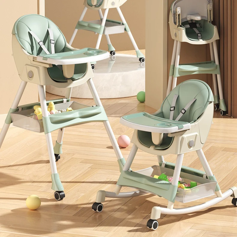 2023 Foldable Baby Dining Chair Multi-Functional Sitting and Lying Baby Rocking Chair For 0-6 years old