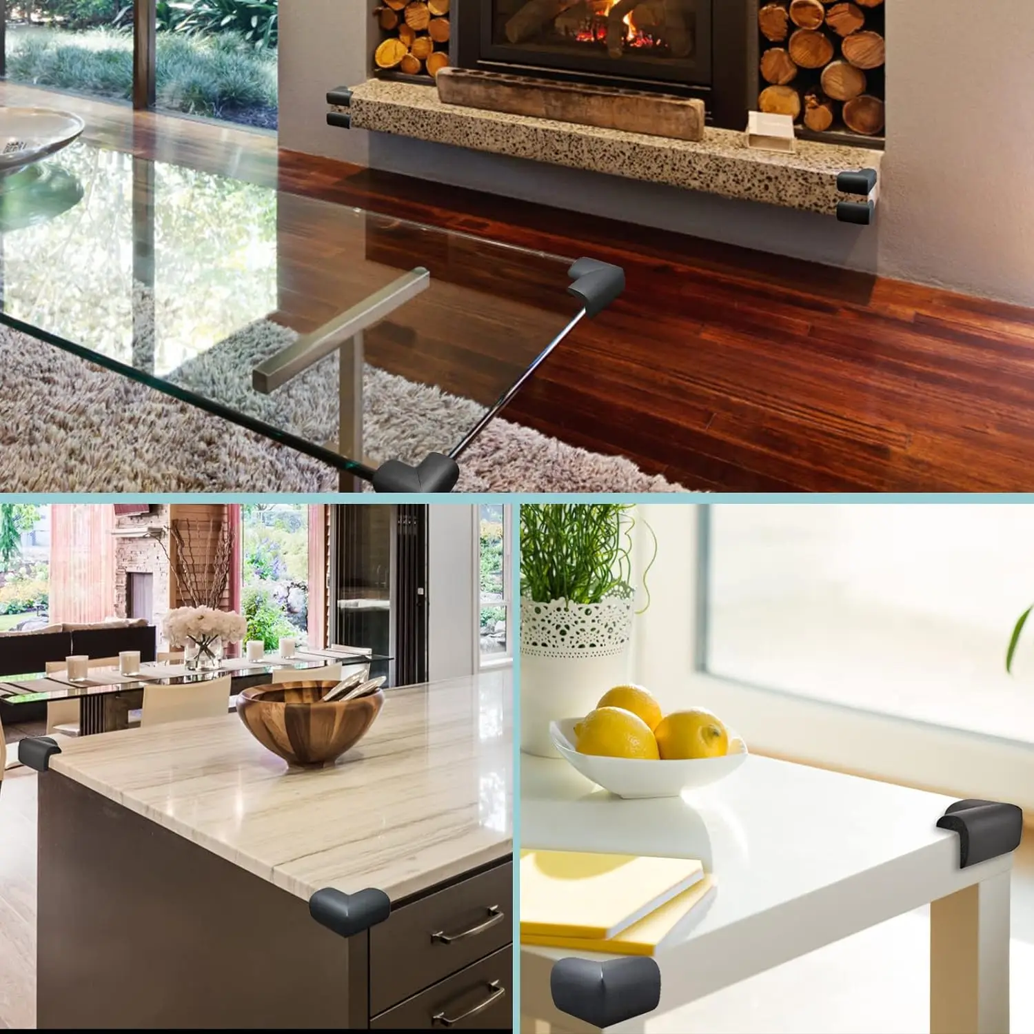 12-Pack Baby Proofing Edge and Corner Guards Soft Corner Protector Made of Rubber  Safety Pre-Taped Furniture Bumper