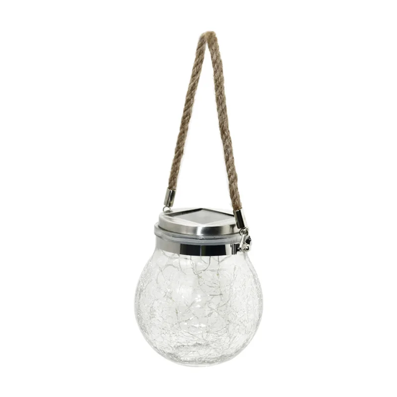 Solar Lantern Crackle Glass Ball Christmas Holiday Solar Lanterns Outdoor IP65 Waterproof for Patio Garden Backyard