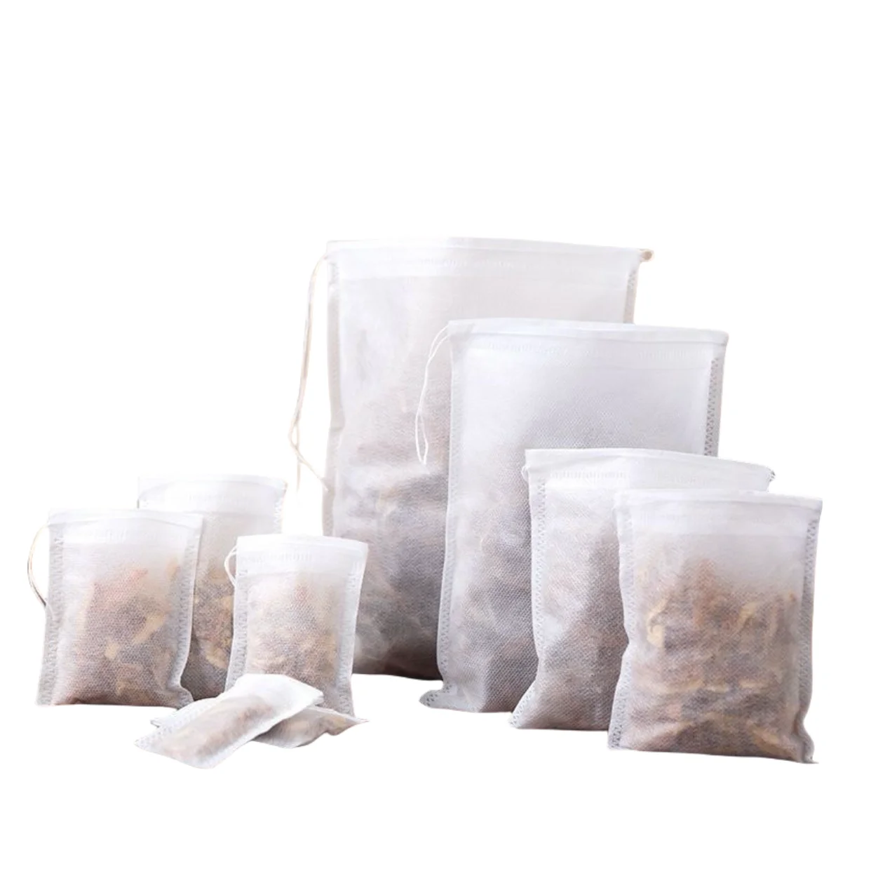 Wholesale Disposable Empty Tea Bags With String Heal Seal Teabag Eco-Friendly Non-Woven Fabric Teabags