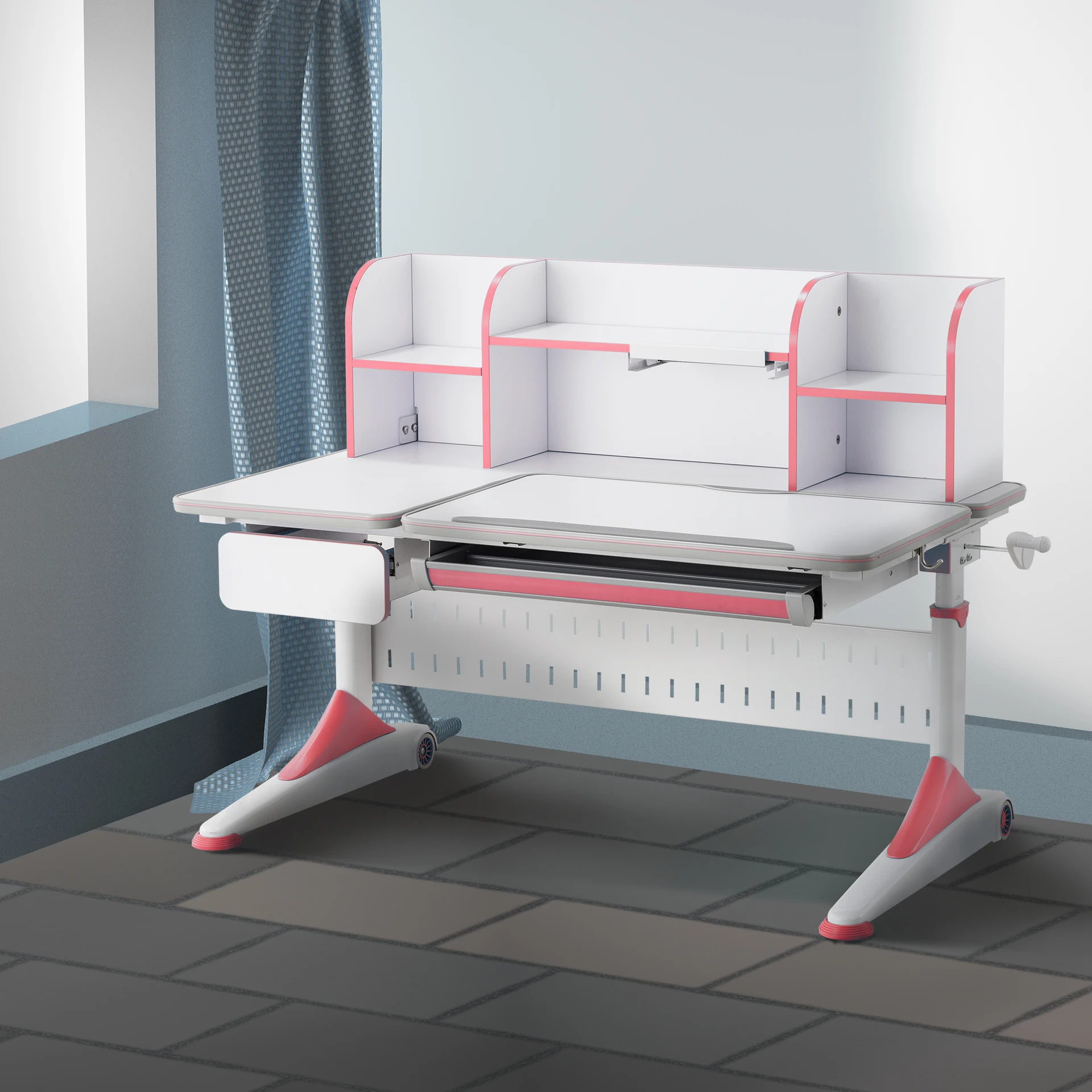 Reading Table 2 Options Materials Multi-functional Ergonomics Adjustable Study Table with Cabinet Children