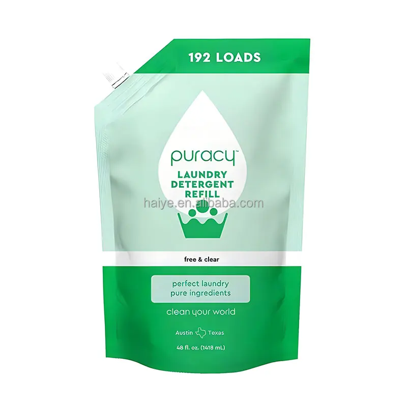 Custom Soap Washing Bag Plastic Liquid Packaging Stand Up Pouch Laundry Detergent Spout Pouch Bag