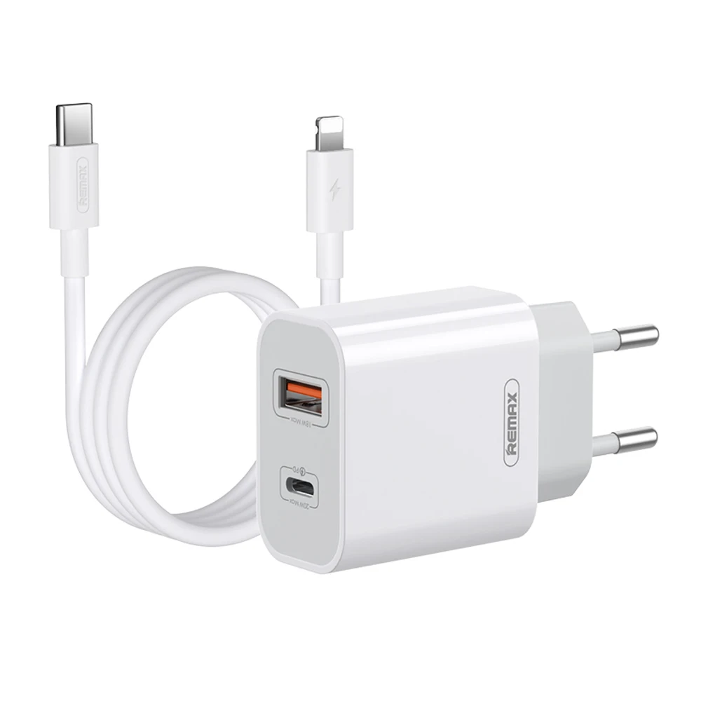 Remax Rp-U68 Wall Fast Charger 20W 18W Pd Qc Fcp Pps Usb C For Laptops For Ip Huawei Us Eu Uk Quick Charge Travel Adapter