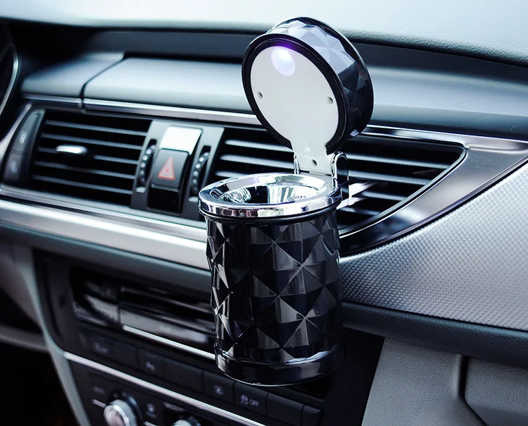 Cars Ashtray with Luminous LED Lights Auto Ash Tray Container Cars Smoke Cup Holder Box for Auto Interior Supplies