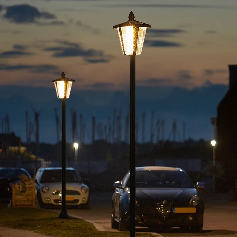 Solar Powered LED High Pole Lights Waterproof Outdoor Courtyard Street Lights for Villa Garden Landscape