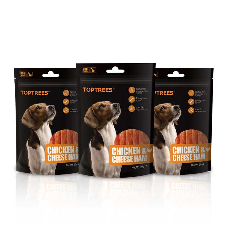 Natural Toptrees Pet Treats Chicken and Cheese Ham Dog Snacks 90g Organic Pet Food Dog Treats