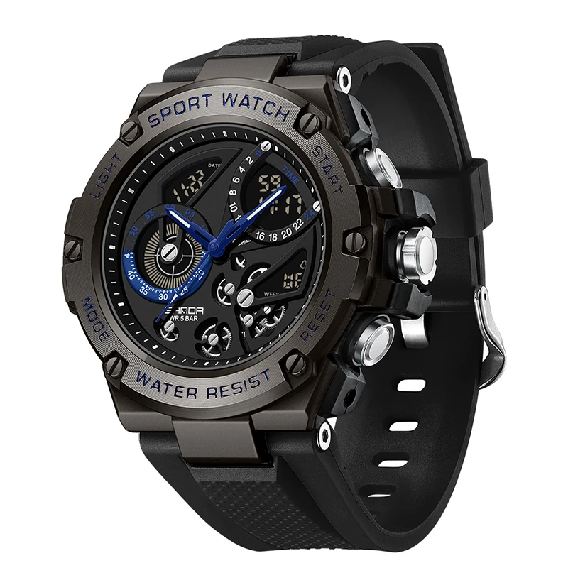 SANDA Top Brand Digital Watches Mens 50m Waterproof Wristwatches Quartz Electronic Alarm Clock Sport Shockproof 9028