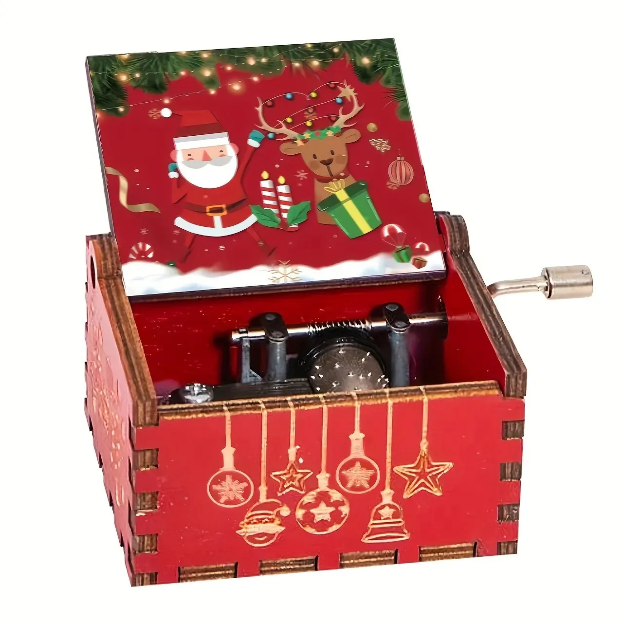 hot sale cute customer song wooden music box Merry Christmas Wooden Music Box