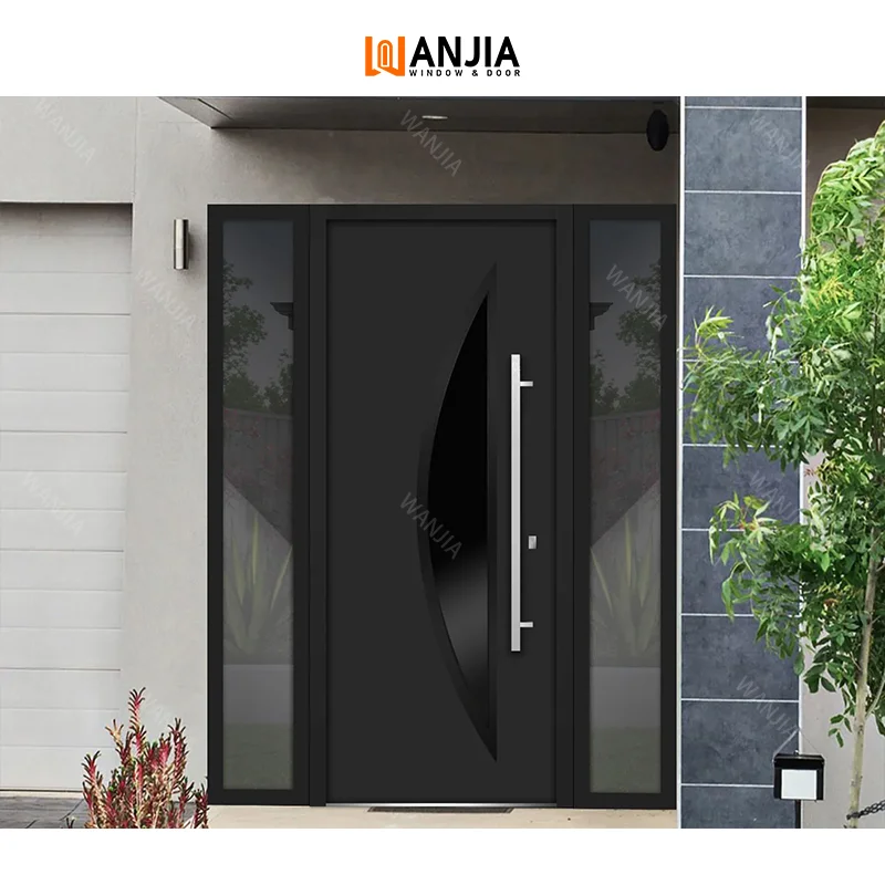 Luxury Hurricane Impact Custom Villa Black Entrance Modern Stainless Steel Door Front Entry Door Steel Metal Door