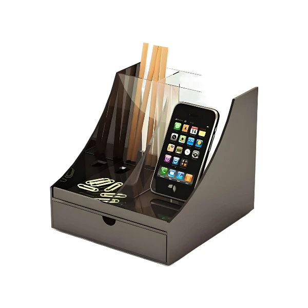 Durable 100% Acrylic Desk Stationary Organizer Customized Plastic Office Supplies For Export
