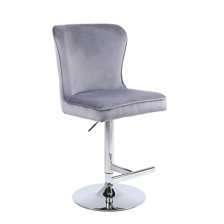 High-end modern design hotel high Commercial luxury velvet swivel bar chairs