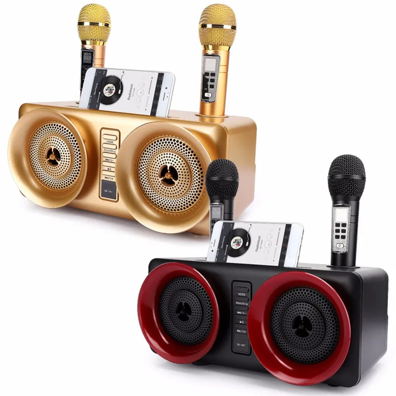 SD307Dual Wireless Microphone Speaker Family Home Karaoke Echo System Handheld Singing Machine Box Microphone Karaoke