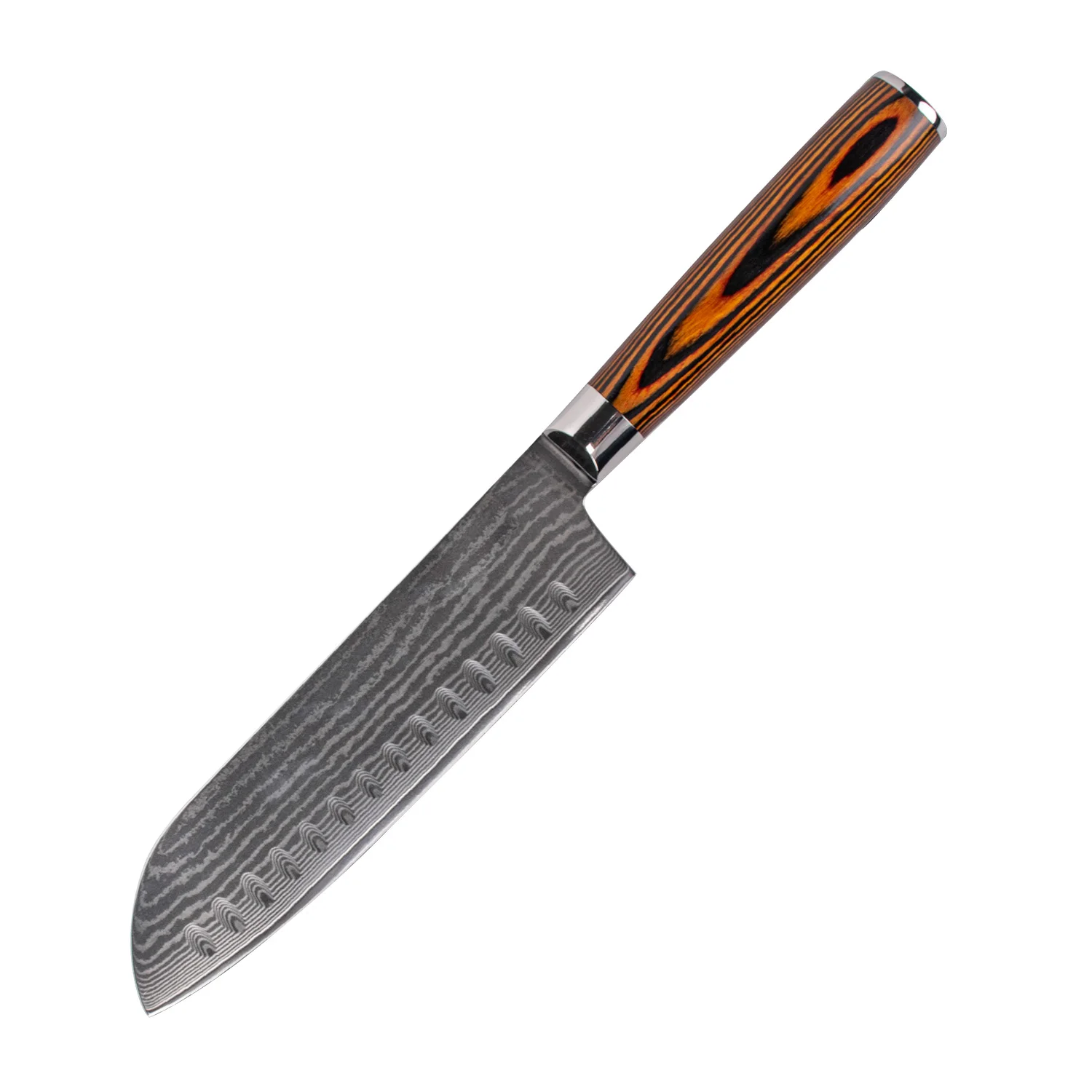 OEM/оптовая продажа 7 дюймов дамасский нож Santoku 67 слоев нержавеющей стали pakka деревянной ручкой шеф-повар с