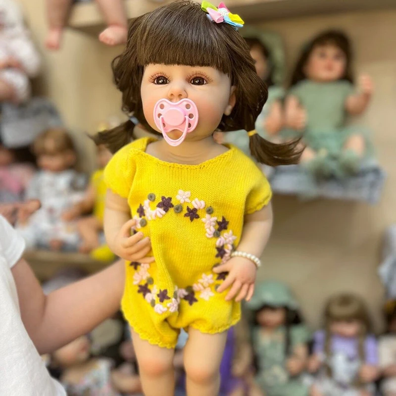 55CM full body soft silicone lifelike real touch reborn baby girl lovely realistic vinyl rebirth toddler princess doll