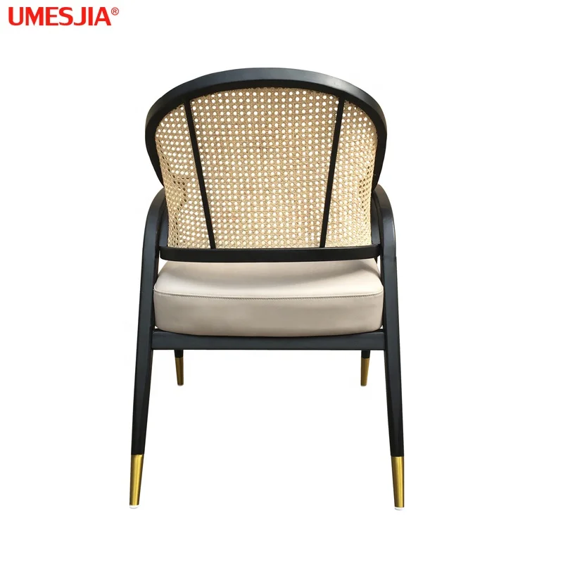 Light luxury solid wood dining  chair black coffee chair customizable Rattan chair Antique Furniture