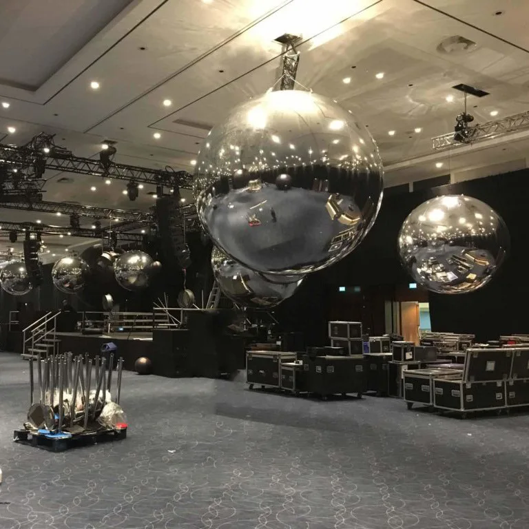 Large Hanging Gold PVC Mirror Sphere Balloon Disco Ball Inflatable Mirror Ball For Event Decoration