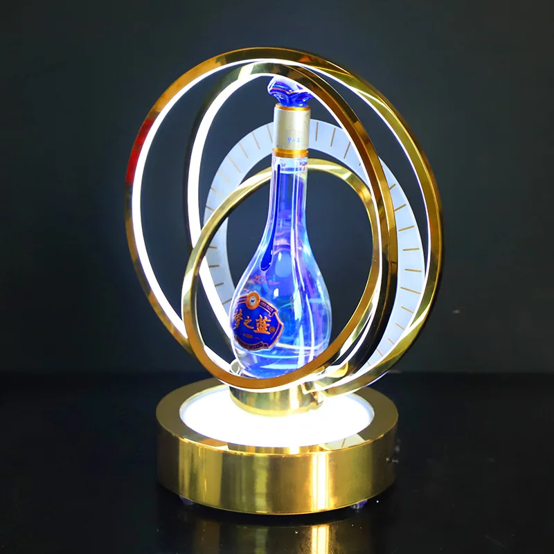 New metal ring wine seat LED white liquor Holder Display racks bottles Presenter wine Decoration Glorifier for Bar KTV