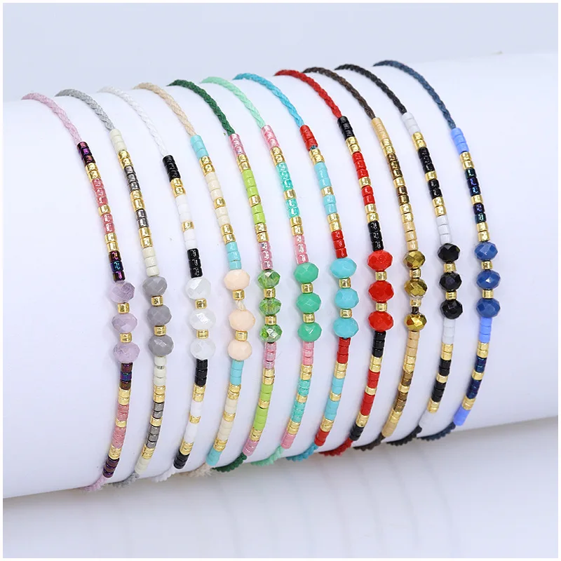 Hot sale miyuki beads hand string wax thread handmade woven beaded bracelet
