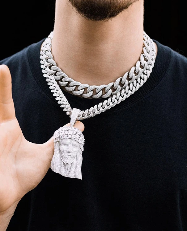 
Custom Logo 925 Silver Handmade 5A CZ diamond iced out bling pendant Mans hiphop Jewelry 