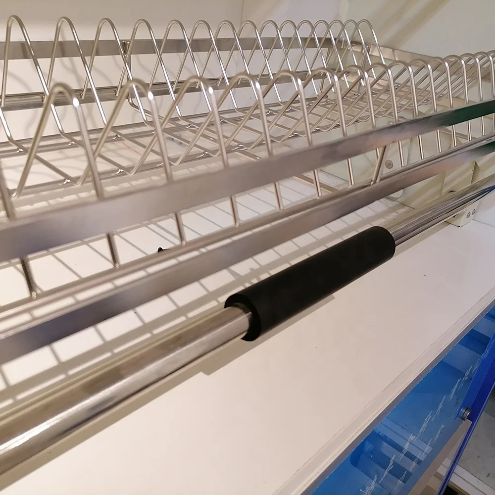 For kitchen cabinet modern lift up mechanism system food beverage vertical pull down elevator storage wire basket shelf shelves