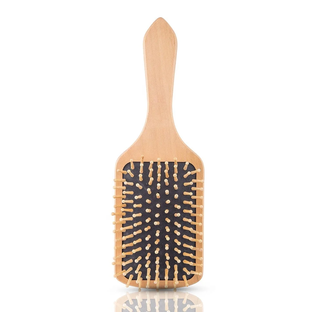 Factory price custom logo natural wooden hairbrush dry bamboo hair brush