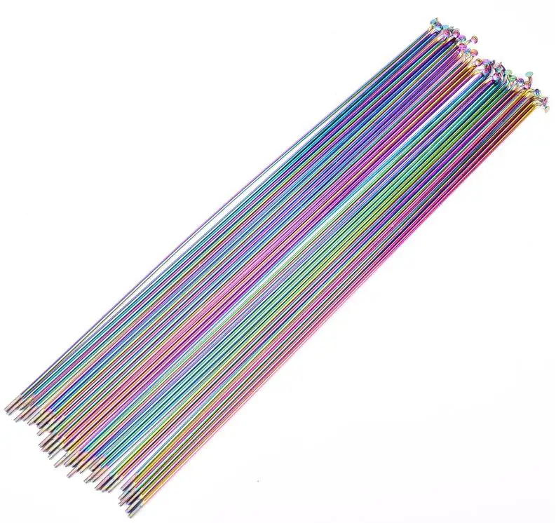 Wholesale Customization Bicycle Rainbow Spoke Stainless Steel 14G J-bend Oil Slick Bike Spokes