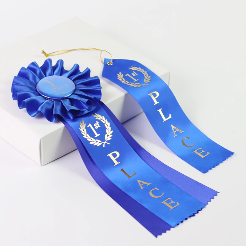 Factory OEM custom design Ribbon round ribbon Rosette badge race award ribbon rosette For Horse Show