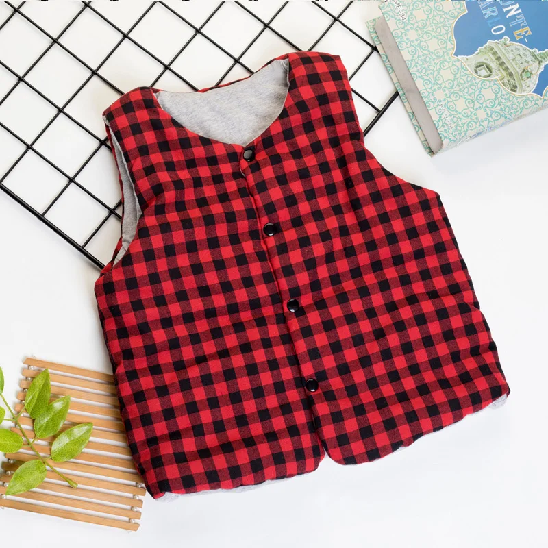 Kids Vest New Winter Double-Sided Puffer Vest for Children Casual Style Cotton Material Double down from China