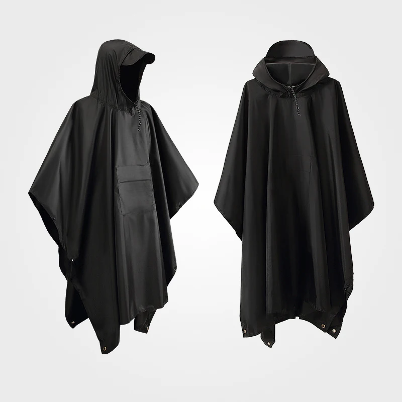 Eco-Friendly Fashionable Waterproof Raincoat Adults Long Hood Big Brim Soft PU Rain Poncho Disposable Outdoor Rainwear