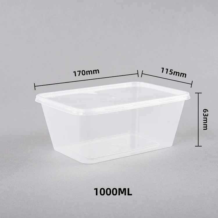 Clear Eco-Friendly Lunch Bento Box Microwavable take out rectangle plastic disposable take away food containers
