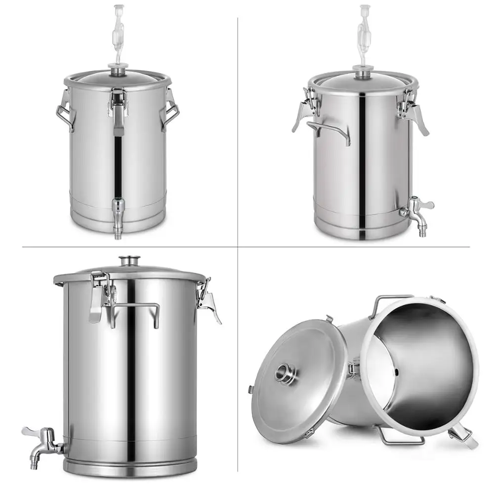 Brew Bucket Fermentor 304 Stainless Steel 4,7,7.5,14 Gallon Conical Fermenter Tank Wine Making Machine