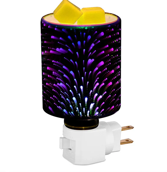 
firework pattern glass aroma wax warmer electric oil burner lamp with UK USA EURO Australia plug wall lamp 