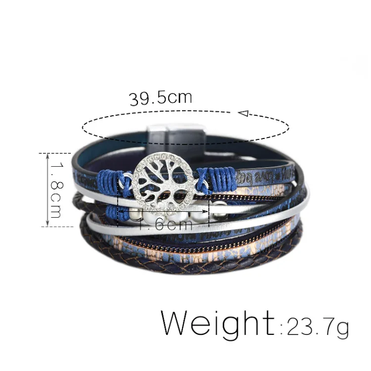 Life Tree Leather Bracelets For Women Bohemia Braided Multilayer Wrap Bangles Fashion