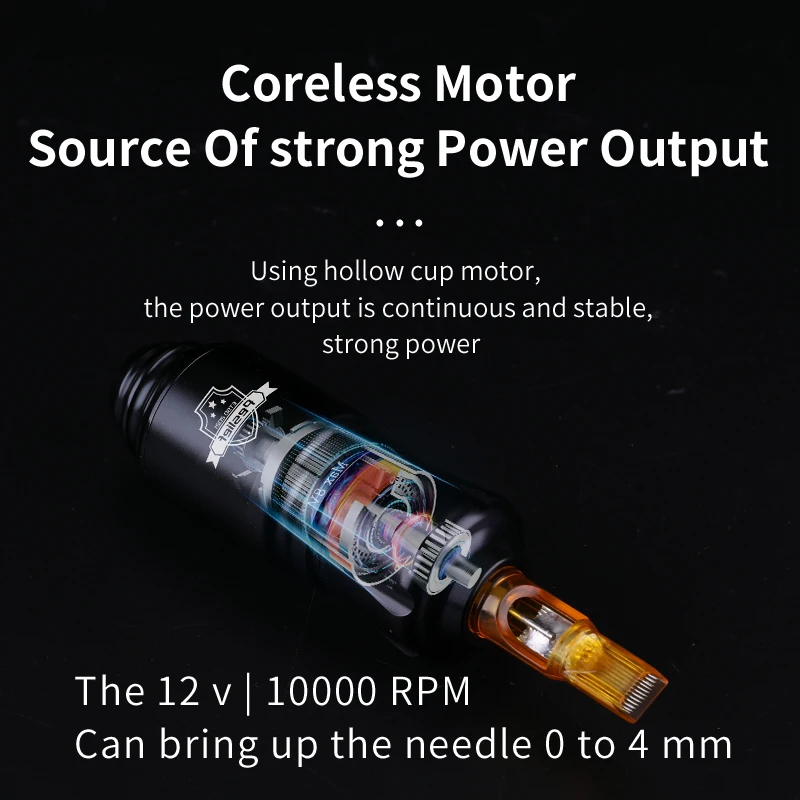 Yilong Short Tattoo Pen Adjustable Stroke Rca Connector Tattoo Machine Eyebrow Lip Hair Permanent Makeup Tattoo Gun for Body Art