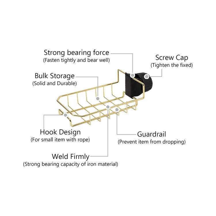 
Metal Detachable Kitchen Bathroom Faucet Storage Holder Sink Drainer Faucet Caddy Sponge Storage Shelf Rack Organizer Holder 
