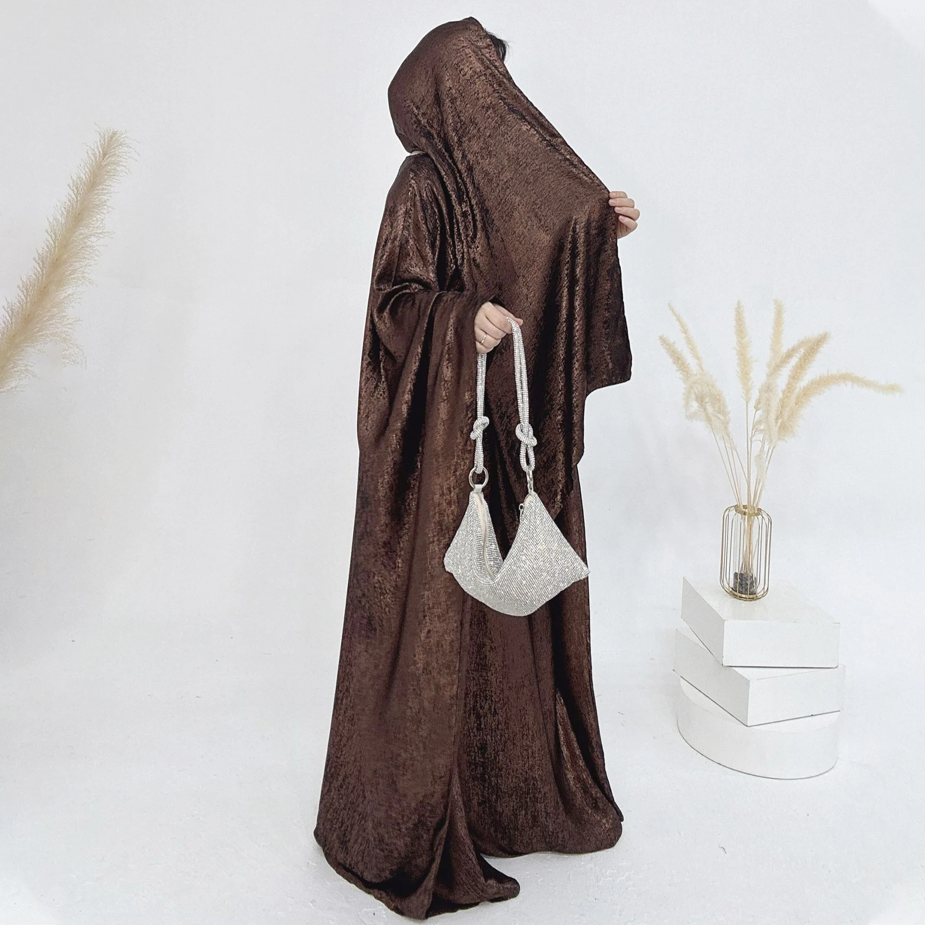 Middle East round neck fashion patchwork dress Dubai Turkish flowy wide sleeve elegant dress abaya