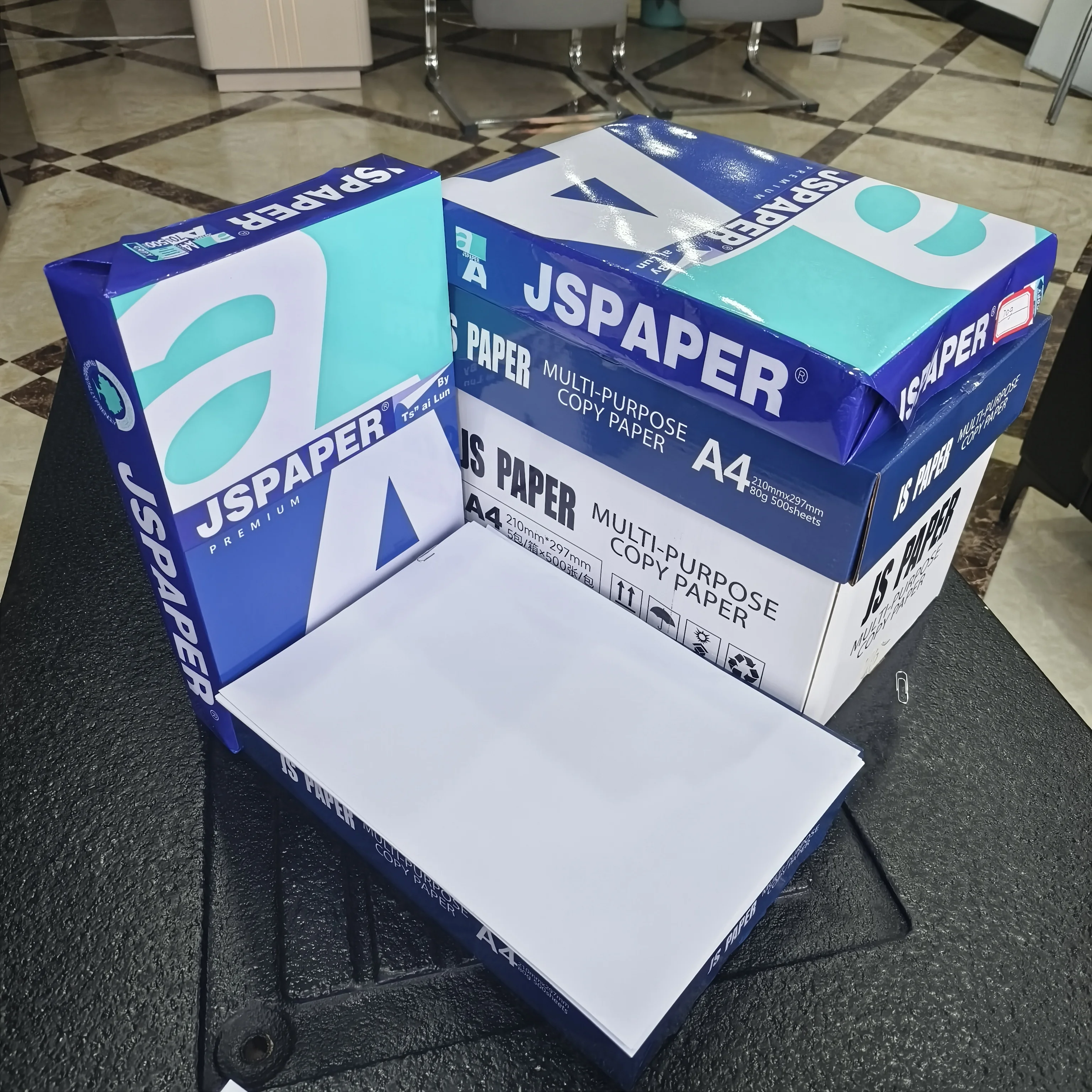 Lowest price High Quality 70GSM 75GSM 80GSM 100% wood Pulp A4 format printing Paper Copier 500 Sheets Ream 5 Reams Box A4