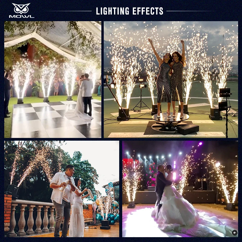 Double Head Spinning Rotating DMX Remote Fireworks Sparkler Cold Spark Machine Set 2 with Flight Case