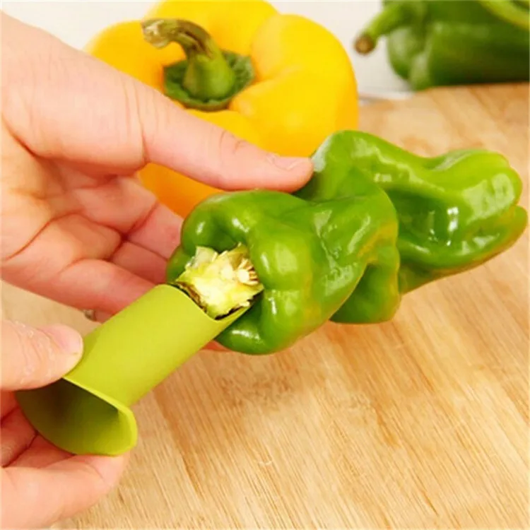 Fruit Peeler Kitchen Utensil 2in1 Pepper Chili Bell Jalapeno Corer Seed Remover Green Pepper Chilli Cutter Corer Slicer