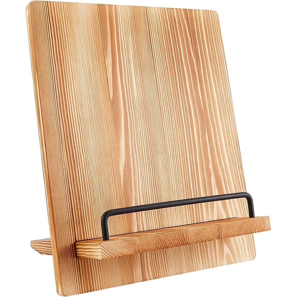 FLYWOD home kitchen accessories wood recipe book holder stand wooden cook book stand tablet stand holder