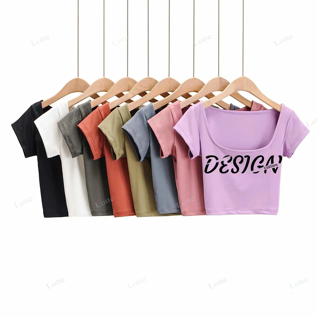 Casual Slim Short Sleeve Crop Tops Wholesale Womens Crop Top Square Neck Sexy Summer for Women Jersey Customized Logo Knitted